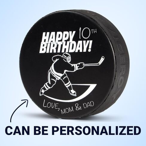 هدية ChalkTalkSPORTS Hockey Puck - قرص تذكاري بحجم تنظيمي - عيد ميلاد سعيد شخصي - هدية للاعب الهوكي أو المعجبين in Saudi Arabia