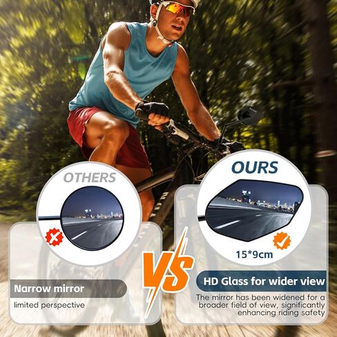 دراجة مرآة المقود جبل الكربون الصلب دراجة مرآة الرؤية الخلفية، يناسب المقود 21-26 مم للدراجات، EBike، سكوتر مرايا أمان عالمية قابلة للتعديل للتنقل وركوب الدراجات الجبلية in Kuwait
