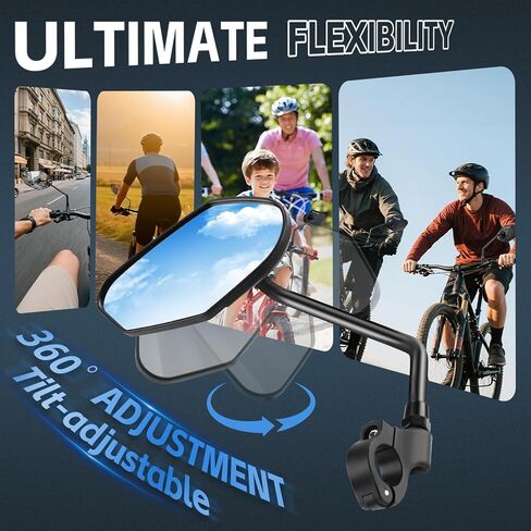 دراجة مرآة المقود جبل الكربون الصلب دراجة مرآة الرؤية الخلفية، يناسب المقود 21-26 مم للدراجات، EBike، سكوتر مرايا أمان عالمية قابلة للتعديل للتنقل وركوب الدراجات الجبلية in Kuwait