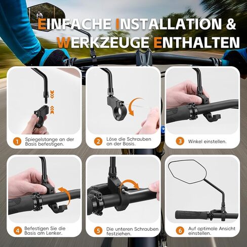 دراجة مرآة المقود جبل الكربون الصلب دراجة مرآة الرؤية الخلفية، يناسب المقود 21-26 مم للدراجات، EBike، سكوتر مرايا أمان عالمية قابلة للتعديل للتنقل وركوب الدراجات الجبلية in Kuwait