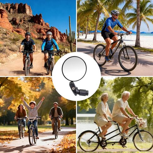 2PCS Bike Mirror, 360° Adjustable Bar End Bicycle Mirror with 2PCS Reflective Bands for Safe Cycling, Handlebar Mount Rearview Mirror with Allen Wrench for Mountain Road E-Bike in Saudi Arabia
