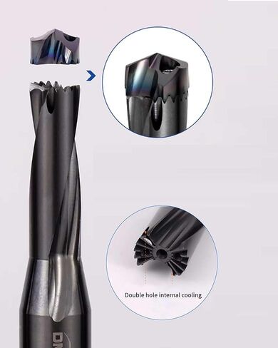 Tungsten Steel Carbide Drilling Insert Saber-Toothed Drill Bit Deep Hole Drilling Tool Holder with Double Hole Internal Cooling (GHZG01-20.6-21.5-5.0D-S25) in Saudi Arabia