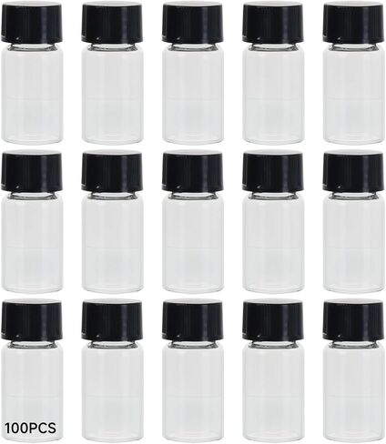 Pe Liners and Screw Caps, 100 Pcs Jars Sample Lids with, 3 Ml (0.12 in) Glass Vials Transparent, Bottles Lab Jars and, Storage Fragrance Reagents Essential Oils, Design Leakproof Reusable in Kuwait