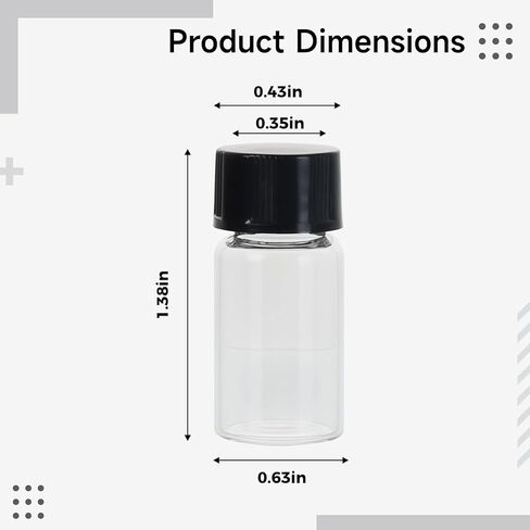 Pe Liners and Screw Caps, 100 Pcs Jars Sample Lids with, 3 Ml (0.12 in) Glass Vials Transparent, Bottles Lab Jars and, Storage Fragrance Reagents Essential Oils, Design Leakproof Reusable in Kuwait