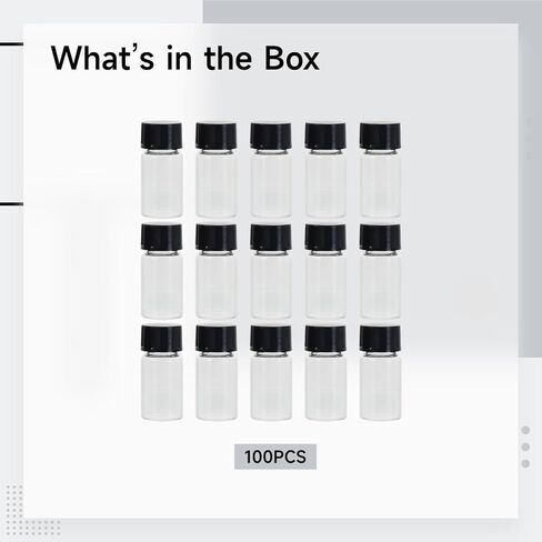 Pe Liners and Screw Caps, 100 Pcs Jars Sample Lids with, 3 Ml (0.12 in) Glass Vials Transparent, Bottles Lab Jars and, Storage Fragrance Reagents Essential Oils, Design Leakproof Reusable in Kuwait