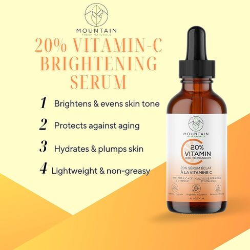 Vitamin C Serum – 20% 3-0-Ethyl Ascorbic Acid, Ferulic Acid & Vitamin E – Brightening, Hydrating, Anti-Aging Serum for Dark Spots, Uneven Skin Tone & Wrinkles – 30mL / 1 fl oz in Saudi Arabia