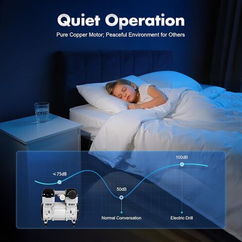 Oil-Free Diaphragm Vacuum Pump, 1100W 200L/min Mini Air Diaphragm Pump, 7 CFM 116 Air Compressor with 4 Rubber Feet, Small Mute Air Pump for Food Processing and Packaging in Kuwait