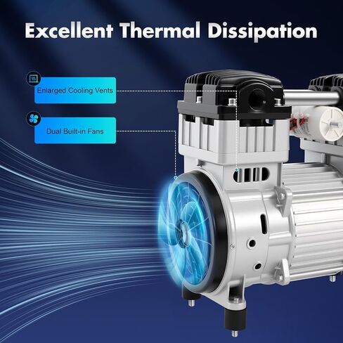 Oil-Free Diaphragm Vacuum Pump, 1100W 200L/min Mini Air Diaphragm Pump, 7 CFM 116 Air Compressor with 4 Rubber Feet, Small Mute Air Pump for Food Processing and Packaging in Kuwait