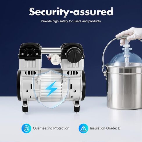 Oil-Free Diaphragm Vacuum Pump, 1100W 200L/min Mini Air Diaphragm Pump, 7 CFM 116 Air Compressor with 4 Rubber Feet, Small Mute Air Pump for Food Processing and Packaging in Kuwait