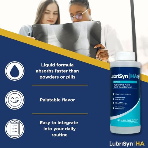 Lubrisyn HA with MSM - Proprietary Vegan Joint Relief Edible Supplement Made in USA for Humans - 30 Day Supply of Liquid Hyaluronic Acid Formula for Healthy Joints in Kuwait