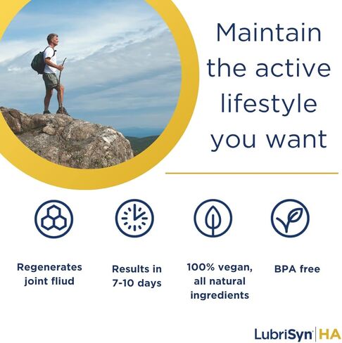 Lubrisyn HA with MSM - Proprietary Vegan Joint Relief Edible Supplement Made in USA for Humans - 30 Day Supply of Liquid Hyaluronic Acid Formula for Healthy Joints in Kuwait