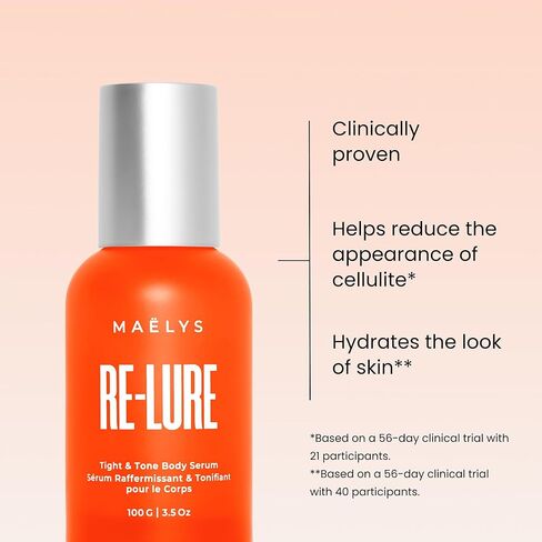 MAËLYS RE-LURE Tight & Tone Body Serum - Helps Reduce the Look of Cellulite - Skin Tightening with Hyaluronic Acid - Firming for Stomach, Thighs & Arms - Lightweight Body Firming Serum (3.5 Fl Oz) in Kuwait