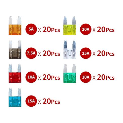 140 Pcs - Car Small Blade ATM Fuse Assortment, 5A 7.5A 10A 15A 20A 25A 30A Small Fuse in Kuwait