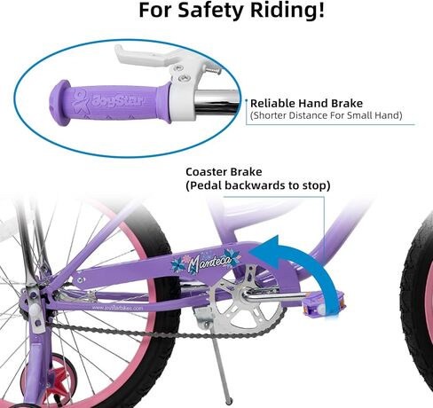 JOYSTAR Manteca 20 Inch Kids Bike with Training Wheels, Banana Seat Bike for Girls Ages 6 and Up, Kids' Bicycle, Adjustable Seat & Handlebars in Saudi Arabia