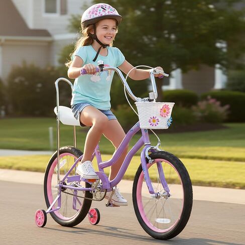 JOYSTAR Manteca 20 Inch Kids Bike with Training Wheels, Banana Seat Bike for Girls Ages 6 and Up, Kids' Bicycle, Adjustable Seat & Handlebars in Saudi Arabia
