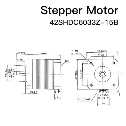 48mm Height 4-Lead Stepper Motor 0.5N.m 1.5A 2 Phase Motor 1Pcs(1pcs-42SHDC6033Z) in Kuwait