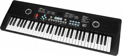 بيانو بلوحة مفاتيح مكونة من 61 مفتاحًا، بيانو رقمي إلكتروني محمول، مكبرات صوت مزدوجة مدمجة، ميكروفون خارجي، قابس طاقة، محتوى تعليمي غني، بيانو إلكتروني متعدد الوظائف مناسب للمبتدئين kkek5 in Kuwait