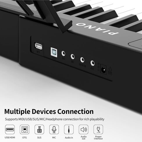 Digital Piano 88 Key Full Size Semi Weighted Electronic Keyboard Piano Set with Stand,Built-In Speakers,Electric Piano Keyboard with Sustain Pedal,Bluetooth,MIDI/USB/MP3 for Beginners Adults/81x in Kuwait