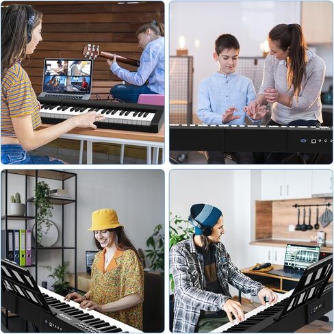 Digital Piano 88 Key Full Size Semi Weighted Electronic Keyboard Piano Set with Stand,Built-In Speakers,Electric Piano Keyboard with Sustain Pedal,Bluetooth,MIDI/USB/MP3 for Beginners Adults/81x in Kuwait