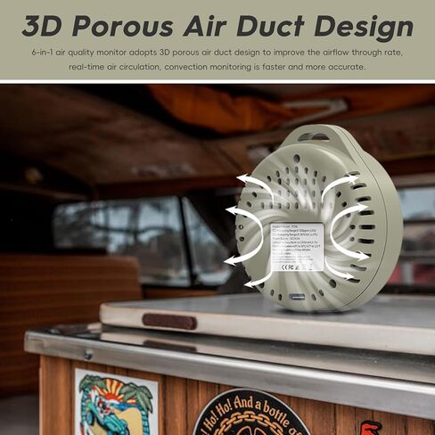 جهاز مراقبة جودة الهواء المحمول 5 في 1 من GZAIR، وكاشف أول أكسيد الكربون والأكسجين مع درجة الحرارة والرطوبة والضغط الجوي، وإنذار السلامة والإضاءة الخلفية الملونة للمنزل، والمرآب، والمركبات الترفيهية، والتخييم in Kuwait