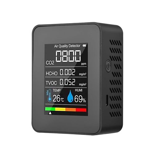 Prefessionall Indoor Air Quality Monitor, 5 in 1 Portable Smartair Quality Tester for CO2 | TVOC | HCHO | Temp | Hum for Home Cars Plants and Pets So On (Black) in Kuwait