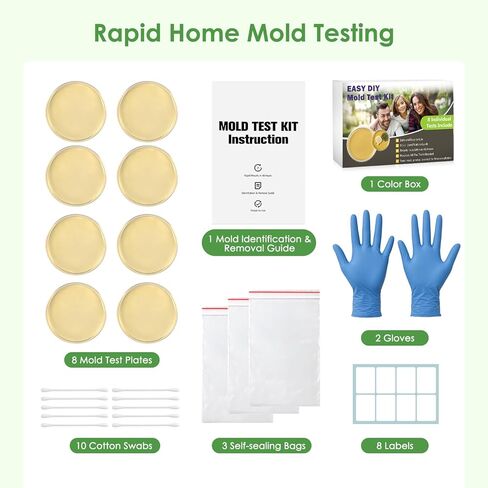 Mold Test Kit for Home, 8 Simple Detection Tests, DIY Mold Detector at Home, Test HVAC System, Home Surfaces & Indoor Air Quality Testing Kits Includes Detailed Mold Identification Guide in Kuwait