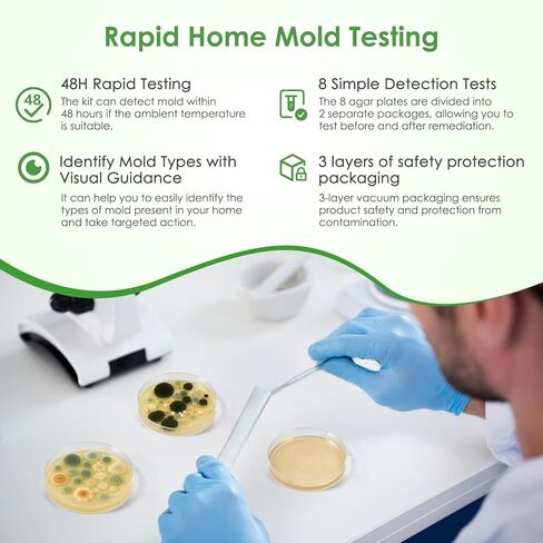 Mold Test Kit for Home, 8 Simple Detection Tests, DIY Mold Detector at Home, Test HVAC System, Home Surfaces & Indoor Air Quality Testing Kits Includes Detailed Mold Identification Guide in Kuwait