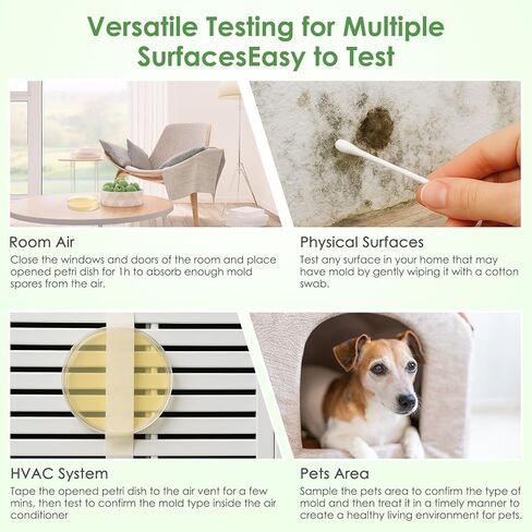 Mold Test Kit for Home, 8 Simple Detection Tests, DIY Mold Detector at Home, Test HVAC System, Home Surfaces & Indoor Air Quality Testing Kits Includes Detailed Mold Identification Guide in Kuwait