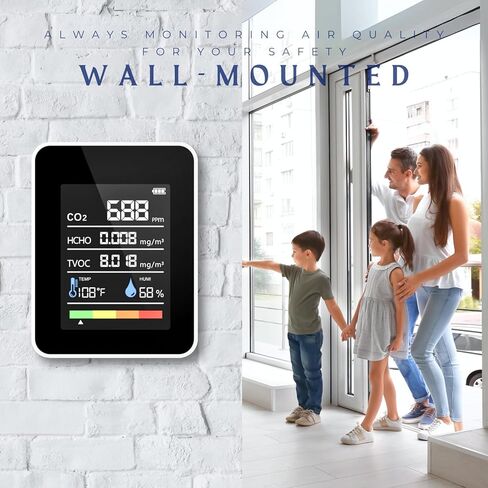 CO2 Detector Air Quality Monitor Indoor,5-in-1 Formaldehyde/CO2/TVOC/Temperature (°F/°C)/Humidity Monitor,Portable Carbon Dioxide Detector for Home,Office,Classroom & Indoor Safety Monitoring (Milky) in Kuwait