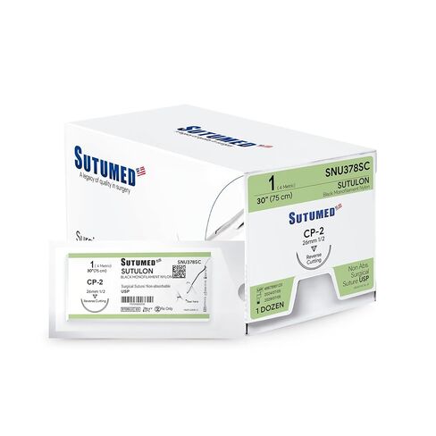 Sutumed SUTULON Non-Absorbable Nylon Surgical Suture USP Size 1, 1/2 26mm Reverse Cutting Needle, 30 Inches (76 cm), 12 Count in Saudi Arabia