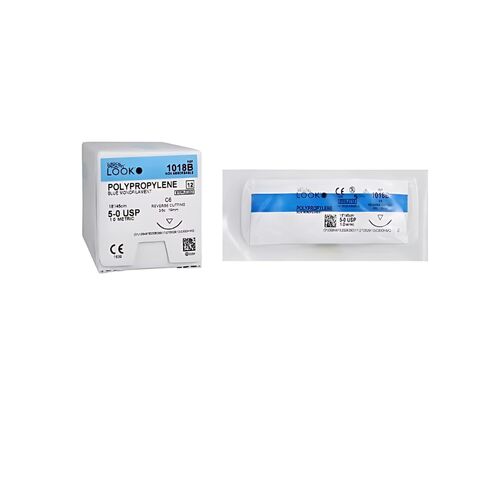 Look X1018B خيوط بولي بروبيلين 5-0 أزرق 18 C6 3/8 قطع عكسي دائري 19 مم 12/عبوة in Kuwait