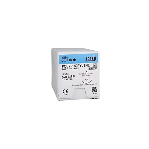 Look X1018B خيوط بولي بروبيلين 5-0 أزرق 18 C6 3/8 قطع عكسي دائري 19 مم 12/عبوة in Kuwait