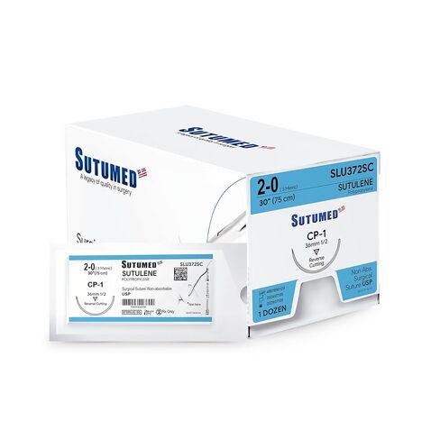 Sutumed SUTULENE Non-Absorbable Polypropylene Surgical Suture USP Size 2-0, 1/2 36mm Reverse Cutting Needle, 30 Inches (76 cm), 12 Count" in Saudi Arabia