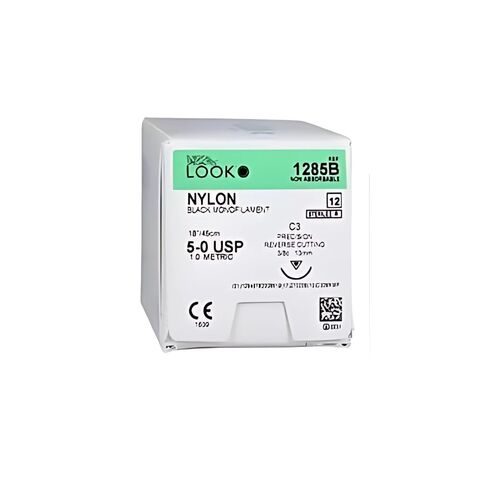 Look X1285B خيوط نايلون سوداء 5-0 18 C3 3/8 دقة الدائرة 13 مم 12/Pk in Kuwait