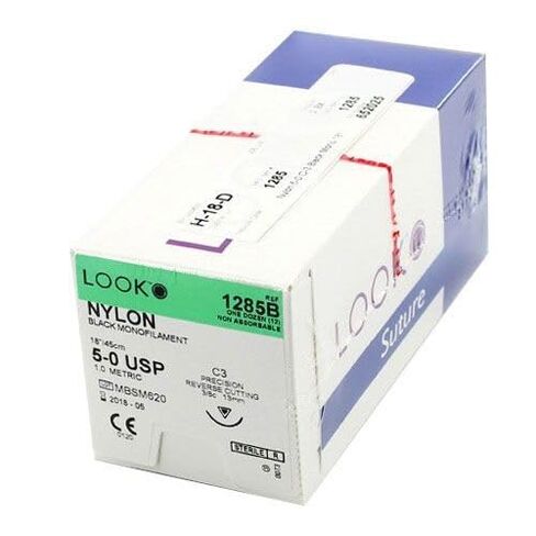 لوك 1285B خيوط نايلون سوداء أحادية القطع عكسية C3 3/8 دائرة 5-0 18 بوصة 12/Bx in Kuwait