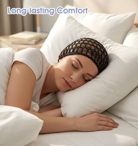 4Pcs Hair Nets for Sleeping, Black Comfortable Hair Wrap Net for Silk Press, Mesh Crochet Design Wrap Cap Bonnet for Silk Press, Fitted Head Cover Perfect for Curls Shower Sleep, 20-22 Inch in Kuwait