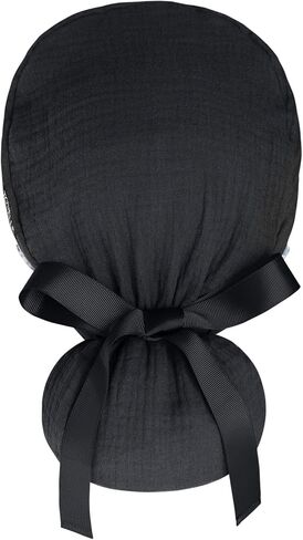 Ponytail Scrub Cap for Women – Solid Classic Black Surgical Cap with Buttons, Cotton Ponytail Scrub Caps, Adjustable Surgical Hat for Women to Secure Long Hair in Saudi Arabia