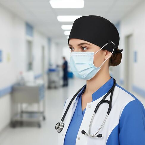 قطعتان من قبعات العمل القابلة للتعديل مع زر وعصابة رأس، قبعة عمل مرنة وقبعات قابلة للربط من الخلف للرجال، مقاس واحد in Kuwait