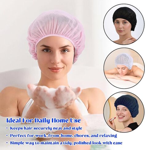 4pcs Mesh Hair Net for Sleeping, Net Plopping Cap for Drying Curly Hair, Curly Hair Drying Cap for Women Sleeping Dry Hairs, Kitchen Home Use (Black, Navy, Dark Blue, Gray) in Saudi Arabia