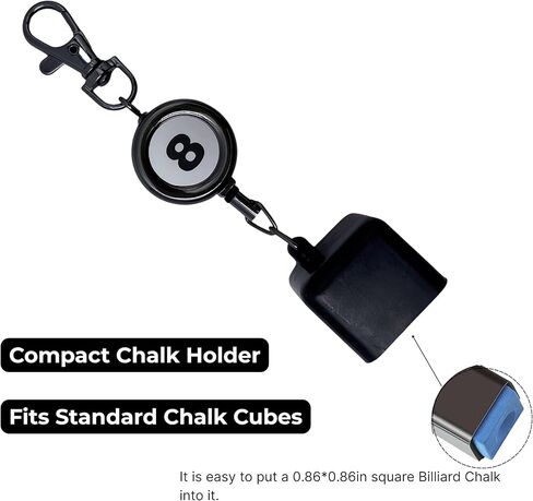 2-Pack Retractable Pool Chalk Holders with Belt Clip & Keychain | Billiard Cue Chalk Keeper Case for Snooker Game Training & Practice Accessories in Kuwait