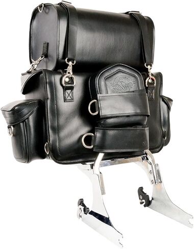 Milwaukee Leather MP8100-BLK-PCS Black Heavy Duty Plain Sissy Bar Bag (18X12X9) in Saudi Arabia