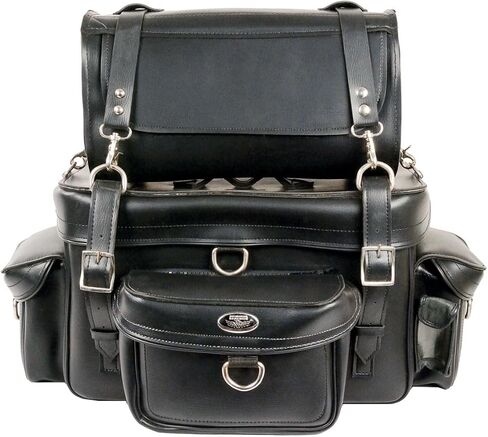 Milwaukee Leather MP8100-BLK-PCS Black Heavy Duty Plain Sissy Bar Bag (18X12X9) in Saudi Arabia