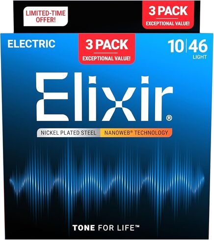 أوتار جيتار كهربائي OPTIWEB Light 16572 من Elixir .010-.046 (3 عبوات 19052) in Saudi Arabia