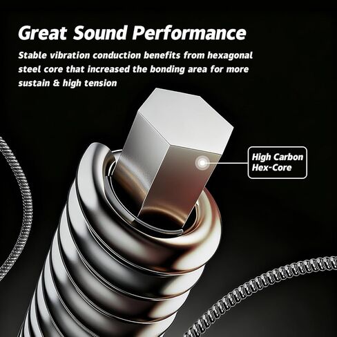 Lykos Electric Bass Guitar Strings Full sets,Stainless Steel Hex-Core Copper Wire Coated with Nickel Wound,45-100 Gauge 4-String set in Kuwait