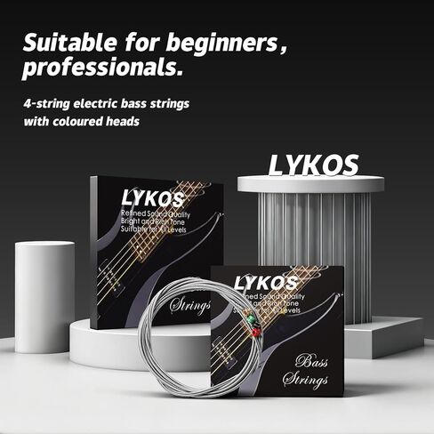 Lykos Electric Bass Guitar Strings Full sets,Stainless Steel Hex-Core Copper Wire Coated with Nickel Wound,45-100 Gauge 4-String set in Kuwait
