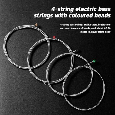 Lykos Electric Bass Guitar Strings Full sets,Stainless Steel Hex-Core Copper Wire Coated with Nickel Wound,45-100 Gauge 4-String set in Kuwait