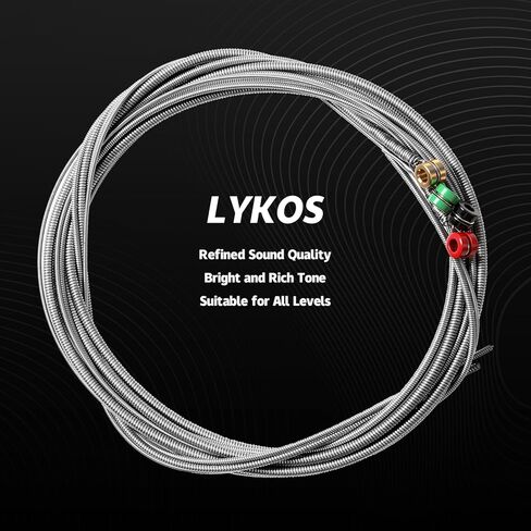 Lykos Electric Bass Guitar Strings Full sets,Stainless Steel Hex-Core Copper Wire Coated with Nickel Wound,45-100 Gauge 4-String set in Kuwait