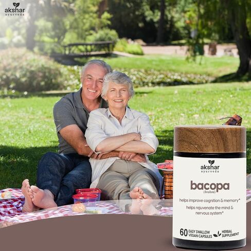 أكشار أيورفيدا - مكمل براهمي باكوبا 500 ملغ، نظام تجديد، حبوب باكوبا لدعم الوظيفة الإدراكية للبالغين، نباتي باكوبا مونيري لم يتم الإساءة إلى الحيوانات لتصنيعه (60 قطعة) in Kuwait