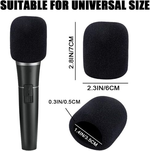 أغطية الميكروفون الإسفنجية، 6 قطع من أغطية الميكروفون الإسفنجية الناعمة، غطاء مرشح البوب ​​للزجاج الأمامي للميكروفون للحماية من الضوضاء وغطاء جورب الرياح ملحقات الميكروفونات لمعظم الميكروفونات المحمولة القياسية in Kuwait