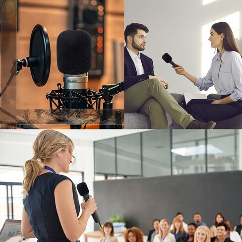 أغطية الميكروفون الإسفنجية، 6 قطع من أغطية الميكروفون الإسفنجية الناعمة، غطاء مرشح البوب ​​للزجاج الأمامي للميكروفون للحماية من الضوضاء وغطاء جورب الرياح ملحقات الميكروفونات لمعظم الميكروفونات المحمولة القياسية in Kuwait